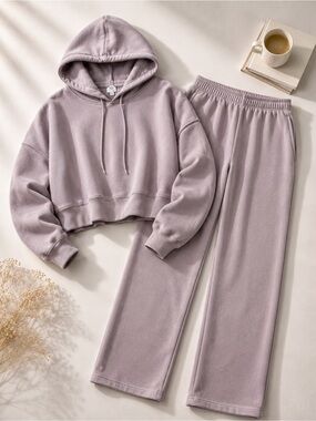 Ebb & Flow Lavender Matching Athleisure Lounge Set Hoodie Joggers Medium